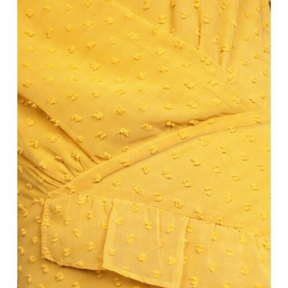 LULUS Swiss Dot Ruffled Midi Dress Mustard Yellow Color Size M $69 - Picture 5 of 5